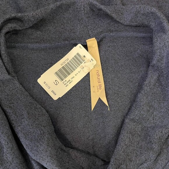 NATURAL LIFE Clothing Women's Navy Melange Cowl 3/4 Slv Top - Small - NWT $69 - Picture 3 of 3